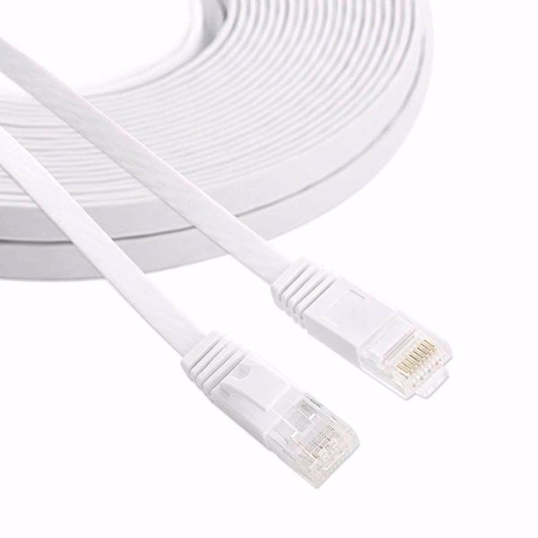 Envío gratuito 20 M Alambre de cobre puro CAT6 Cable de red Ethernet UTP plano Cable LAN de parche RJ45 color blanco