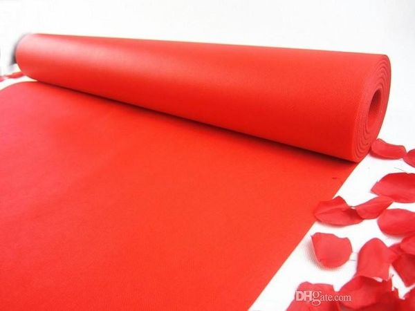 20 M / rollo Nuevos centros de mesa de boda Favores Alfombra de tela no tejida roja Corredor de pasillo para suministros de decoración para fiesta de boda Accesorios de tiro