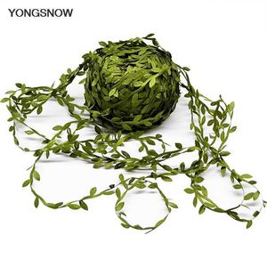 20m Silk Green Leaves Artificial String Leaf Flower Garland DIY Wreath Scrapbooking Craft Fake Leaves Home Wedding Decoration Y0630