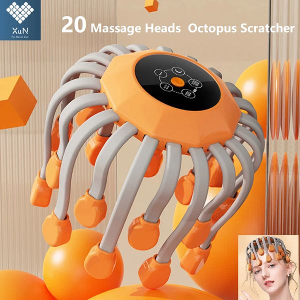 20 massages têtes d'orange masseur de tête de cuir chevelu de la tête rouge vibratrice de vibratrice de poulpe pour la migraine de contrainte de relaxation 240412