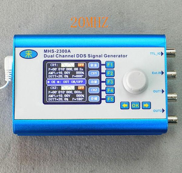 Freeshipping 20MHZ Color LCD Pantalla digital Generador de señal de forma de onda arbitraria Generador de funciones DDS