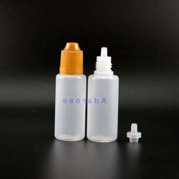 20 ML 100 PCS/Lot flacons compte-gouttes en plastique LDPE avec bouchons de sécurité à l'épreuve des enfants conseils vapeur e Cig liquide presser mamelon court Lfork