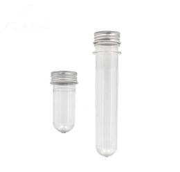 20 ml 40ml Pet Plastic Clear Plastic vide Rempillable Bouteille de tube à essai avec chapeau en aluminium Récipient pour échantillon Cosmetic Candy Mask Fial SN25992926