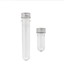 20ML 40ML HUISDIER Doorzichtige Plastic Lege Hervulbare Reageerbuis Fles Met Aluminium Caps Container Voor Monster Cosmetische snoep Masker Flacon Brdnm