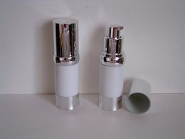 20 ml airless plastic lotion fles met pomp glanzende zilveren deksel en onderste basis voor serum / lotion / emulsion / foundation