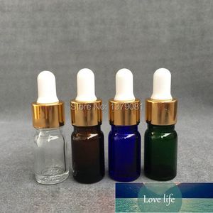 Bouteilles en verre transparent de 20ML, avec compte-gouttes, Mini flacon d'échantillon bleu, huile essentielle, collier doré, sans caoutchouc blanc