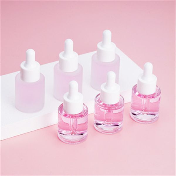 Flacon compte-gouttes en verre dépoli/transparent vide de 20 ml liquide d'aromathérapie pour sérum de Massage Essence Pipette d'huile de base contenant rechargeable