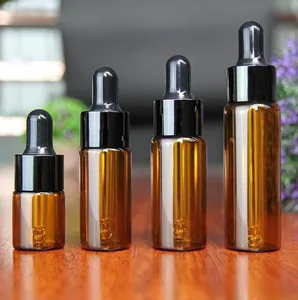 Bouteilles d'huile essentielle en verre ambre de 20ml, Pipette de réactif liquide, compte-gouttes pour les yeux, aromathérapie, vente 50 pièces/lot