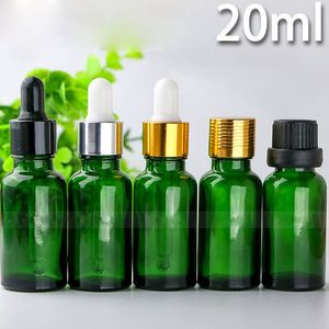 Flacon compte-gouttes en verre vert de 20 ml contenant cosmétique 20 ml pot de test d'échantillon 624pcs / lot livraison gratuite