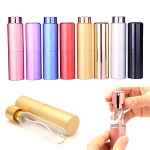 Mini botella de Perfume de aluminio de 20ml, pulverizador de llenado vacío, atomizador recargable de Perfume de viaje, botellas de vidrio rotativas, 6 colores