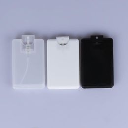 20 ml Refilleerbaar Wit Plastic Pocket Hand Sanering Creditcard Type Vorm Flat Spray Parfum Bottle Silkprint Logo Inswn