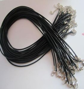 Cordon de collier en cuir authentique noir 1820 pouces 20 mm avec fermoir de homard 100pcslot9345457