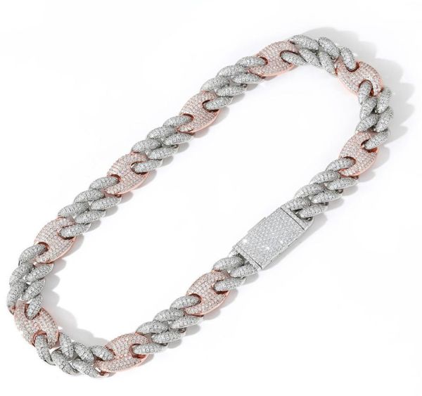 20mm 1820 pouces blanc plaqué or Rose Bling Ice Out CZ chaîne cubaine collier Bracelet pour hommes femmes Hip Hop bijoux 2842223