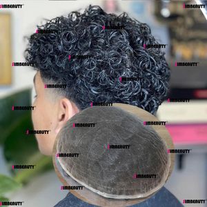 20MM # 1B 100% Cheveux Humains Vierges Bouncy Curly Durable Full Siwss Lace Unité Respirante Pour Système De Remplacement De Perruques Pour Hommes 30mm Wave