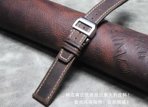 20mm 21mm 22mm bracelets de montre faits à la main en cuir véritable accessoires de montre Bracelet de montre bracelet de montre Vintage boucle pliante H0915