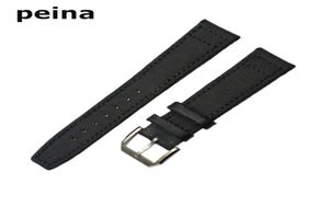 20 mm de 21 mm 22 mm New Black Green Nylon and Leather Watch Band Strap para IWC Watches286S3478074
