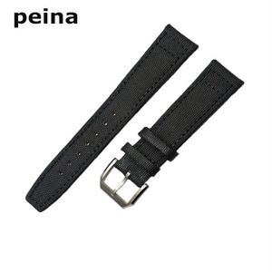 20 mm de 21 mm 22 mm New Black Green Nylon and Leather Watch Band Strap para IWC Watches259U