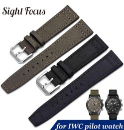 20 mm 21 mm 22 mm nylon canvas stoffen horlogeband voor IWC Pilot Spitfire Timezone Top Gun Strap Green Black Belts Polshorloge riemen Y17378985