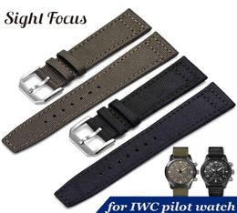 Banda de reloj de tela de lona de nylon de 21 mm de 20 mm para la lona de nylon para piloto Tiempo horario de IWC Spitfire Top Store Corturas de pulsera de pulsera verde de la pulsera Y14423610