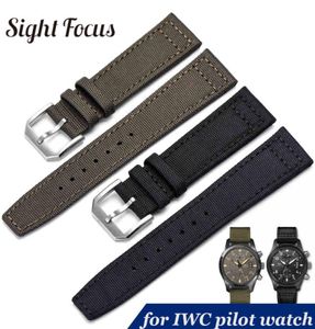 Grabación de reloj de tela de lona de nylon de 21 mm de 20 mm para la lona de nylon para piloto Tiempo horario de piloto IWC Corturas de pulsera verde de la pistola verde Straps Y17378985