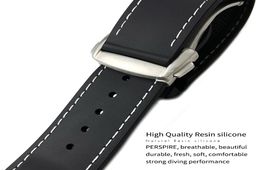 20 mm 21 mm 22 mm Band de montre en silicone en caoutchouc pour Omega Sea Master 300 IWC Hamilton Black Blue Strap Watch Bracelet