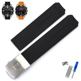 Bracelet en caoutchouc de silicone orange noir 20 mm 21 mm POUR Tissot TOUCH COLLECTION EXPERT SOLAR Series T091T013 T081 Bracelet de montre pour homme 240116