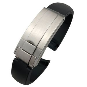 20mm 21mm caoutchouc silicone bracelet de montre pour rôle GMT SUB noir vert bleu bracelet en acier boucle pliante coloré montre bracelets outils m223v