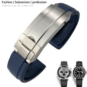 20mm 21mm rubberen siliconen horlogeband voor rol OYSTER GMT Submariner Day tona zwart groen blauwe band vouwgesp horlogearmbanden202y