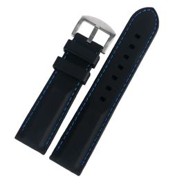 20 mm 22 mm 24 mm 26 mm zwarte rubberen horlogeband waterdichte siliconen band pin reve -uiteinden duiker vervangende armband riem3076145