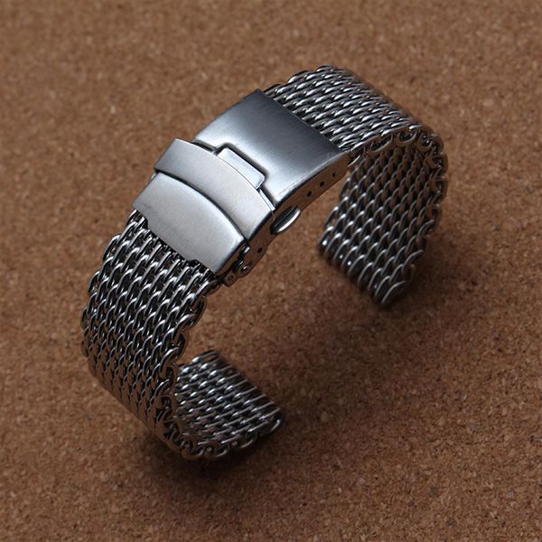 20 mm 22 mm 24 mm Nouveau bracelets en maille de requin polie de haute qualit￩ Bracelets ￩l￩gants Promotion en acier inoxydable ￩l￩gant 286Q