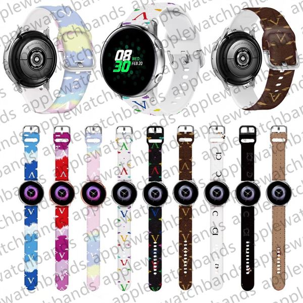 20mm 22mm Bandes Designer Samsung Watch Band Bracelet de montre pour Samsung Galaxy Watch 5 4 Band 40mm 44mm 42mm 46mm Sports Liquid Silicone Monogram Bracelet Smart Straps
