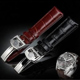 20mm 22mm Bracelet de montre en cuir véritable noir pour IWC Big Pilot Watch Man Bracelet de montre étanche Bracelet de montre Bracelet noir marron M2443