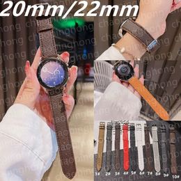 20mm 22mm Bracelet en Cuir pour Samsung Galaxy Watch Active 2 40mm 44mm 3 Gear Bracelet Luxe Marron Fleur Smart Straps Poignet Remplacement Bande de Montre