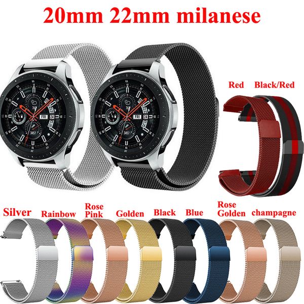 Bracelet milanais 20mm 22mm pour montre Samsung Galaxy 46mm engrenage 42mm S3 frontière huawei montre gt 2 actif 2 amazfit bip band Factory Direct