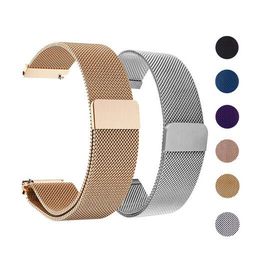 20mm 22mm Milanese Loop Horlogeband Strap voor Samsung Galaxy Horloge 46mm 42mm Actieve 44mm roestvrij stalen band voor versnelling S3 S2