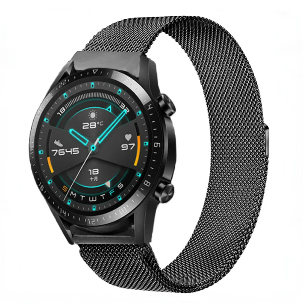 Bande de montre milanaise de 20 mm 22 mm pour Huawei Watch GT 3 2 Pro / GT 2E / GT3 GT2 42 BRACE DE REMPLACEMENT DE REMBRAD