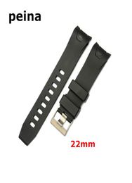 20 mm 22 mm Nouvel Black Orange Diver Rubber Curbed Watch Band Bandon Utilisation pour Omega Watch1681262