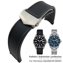 Bracelet de montre en caoutchouc Silicone, 20mm 22mm, étanche, noir et bleu, pour TAG Heuer AQUARACER 300 WAY201B CALIBRE 5, accessoire 309R