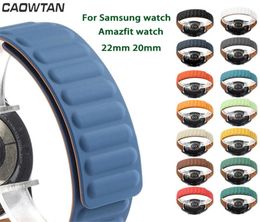 Bracelet en cuir magnétique en Silicone, 20mm 22mm, pour Samsung Galaxy Active 2 42mm 46mm Huawei GT2 Amazfit Bip GTR8688539