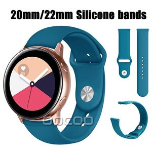 Bracelets de montre en Silicone 20mm 22mm, bracelets de remplacement pour Samsung Galaxy 42mm 46mm Active2 40mm 44mm Gear S2 S3, Bracelet Xiaomi