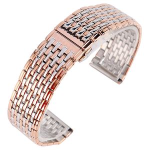 20mm 22mm Zilver Goud Two Tone Recht Einde Massieve Schroef Links Roestvrij Staal Vervangende Horloge Band Riem Verstelbare Armband Accessoire