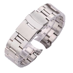 20mm 22mm Bracelet de montre en acier inoxydable argent noir extrémité incurvée bracelets de montre femmes hommes bracelet de montre en métal H0915