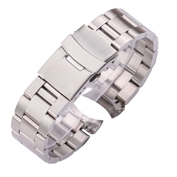 20mm 22mm Bracelet de montre en acier inoxydable argent noir extrémité incurvée bracelets femmes hommes bracelet de montre en métal 220622