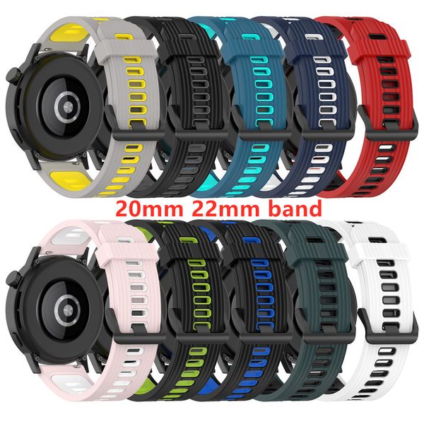 Bracelet 20mm 22mm pour Samsung Galaxy Watch 4 Classic/3/Active 2/46mm/42mm/gear s3 frontier huawei watch GT3 GT2 40MM 44MM Bracelet de sport en silicone Bracelet de montre