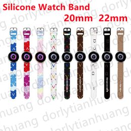 Bracelet de montre 20 mm 22 mm pour montre Samsung Galaxy 4 5 bandes classique 46 mm 42 mm actif 2 3 Bracelet d'affaires classique en silicone avec impression couleur Bracelet Huawei Watchstrap gt 2/3 / Pro