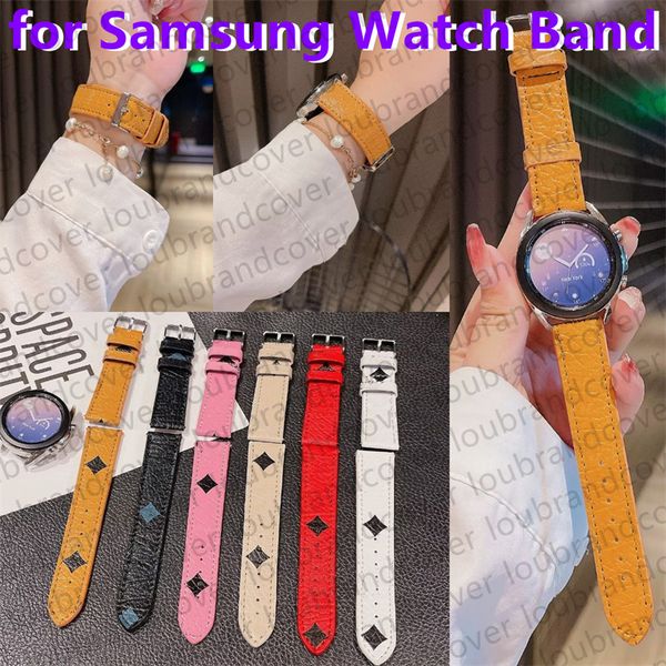Bracelets de montre de 20 mm 22 mm pour Samsung Galaxy Watch 5 4 bandes Active 2 40 mm 44 mm 46 mm Gear S2 Bracelet de luxe en cuir marron fleur bracelet de montre de remplacement