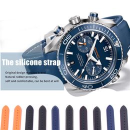20 mm 22 mm horlogebandbanden blauw oranje zwart waterdichte siliconen rubberen horlogebanden armband gespogel voor Omega Planet-Ocean T249K