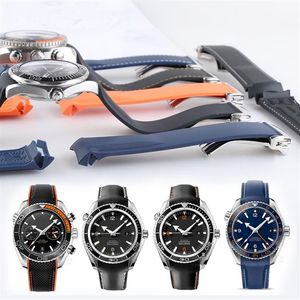 20 mm 22 mm horlogebandjes oranje zwart blauw waterdichte siliconen rubberen horlogebanden armband sluiting gesp voor omega planet ocean t195p