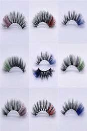 20 mm 25 mm Couleurs colorés Faux 3D Filks de vison 3D Épaisses longues Colures Faux Cils brillants Party Full Strip Eye Lashes Extension MA9853920