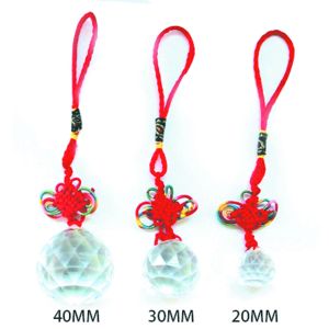 20 mm / 30 mm / 40 mm Clean Crystal Ball Feng Shui Lamp Ball Prism With Chinese Knot Sun Catcher Party Home Party Decor Diy Souvenir
